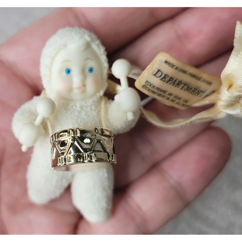 Dept 56 Snowbabies Ornaments Baby In My Stocking 2002 Holiday Drummer Set of 2